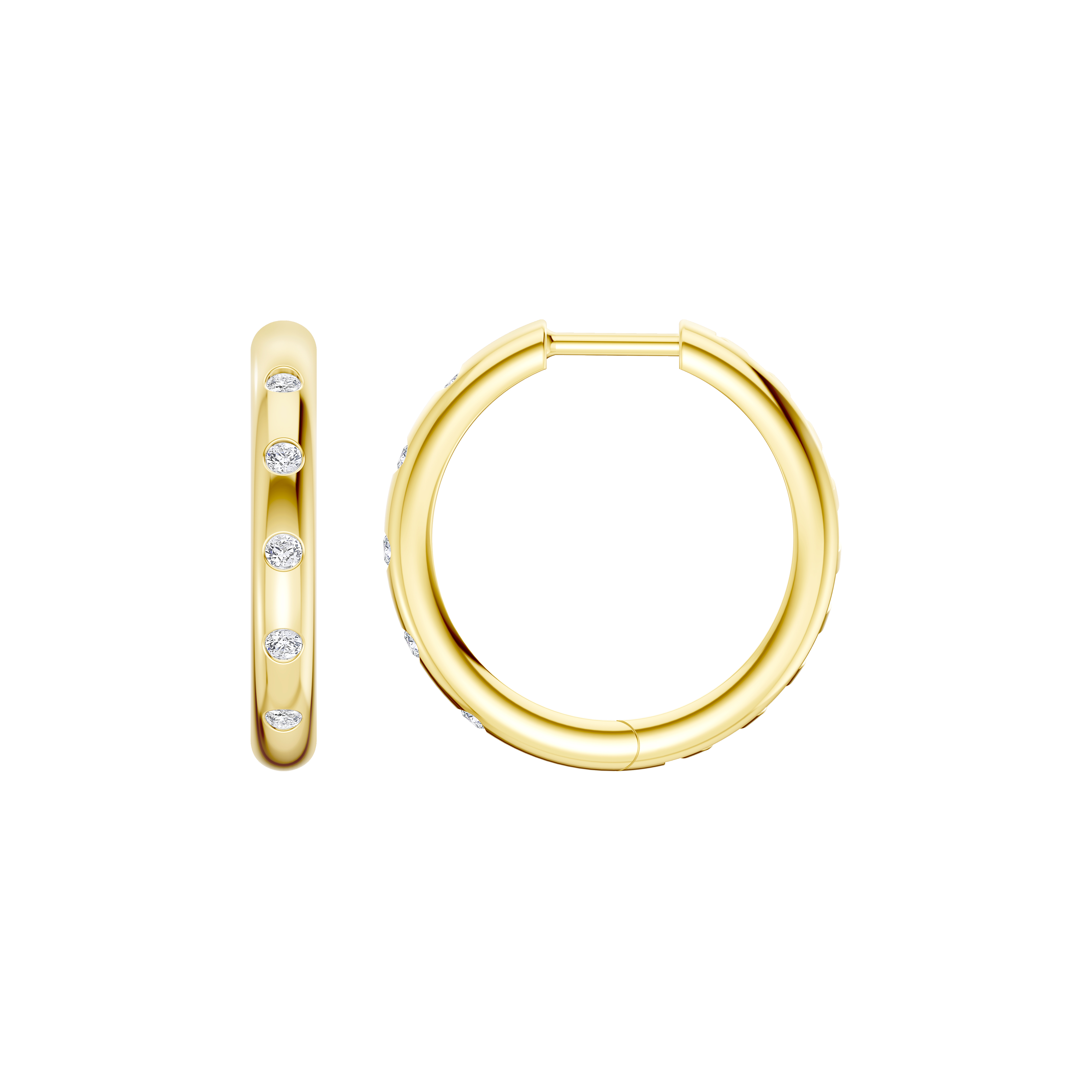 14K Yellow Gold Emblush Petite Smooth Lab Diamond Hoops